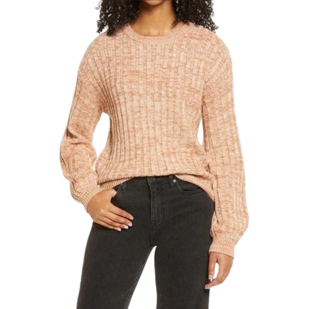 Blank NYC Heather Knit Pullover Ribbed Crew Neck Long Sleeve Sweater Size Large
